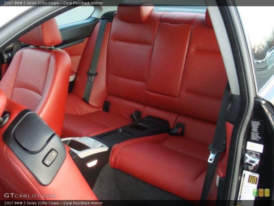 Coral Red/Black Interior Rear Seat for the 2007 BMW 3 Series 328xi Coupe #77783030