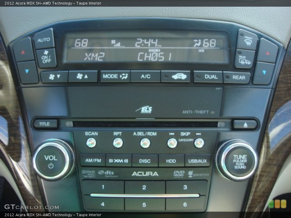 Taupe Interior Controls for the 2012 Acura MDX SH-AWD Technology #77798720