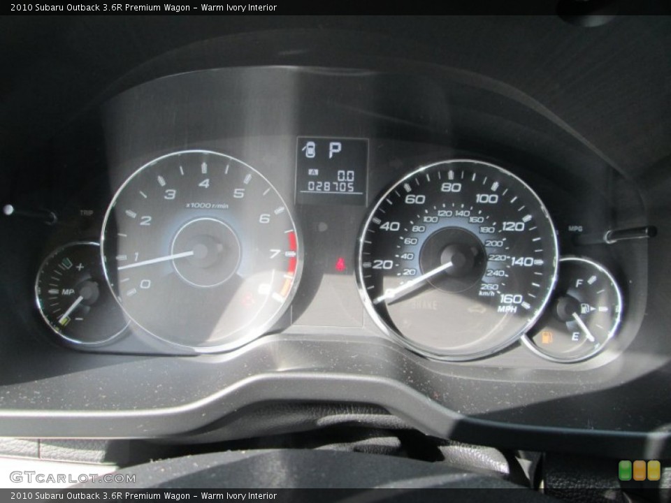 Warm Ivory Interior Gauges for the 2010 Subaru Outback 3.6R Premium Wagon #77799272