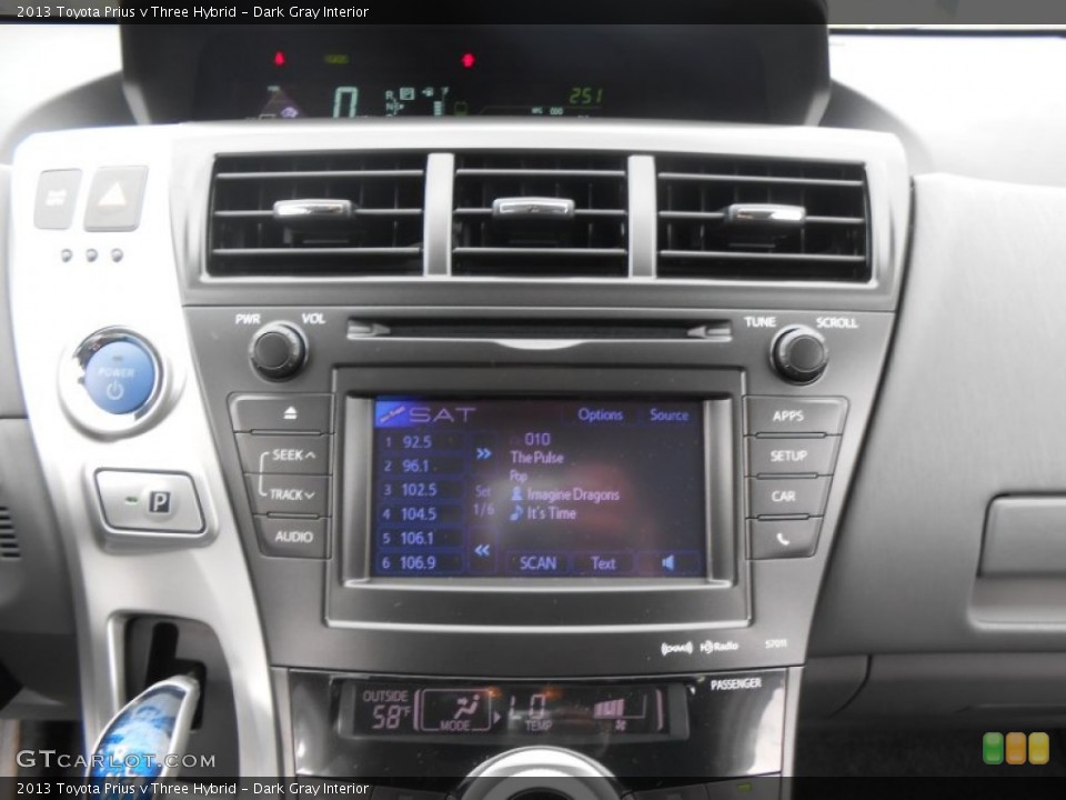 Dark Gray Interior Controls for the 2013 Toyota Prius v Three Hybrid #77803541