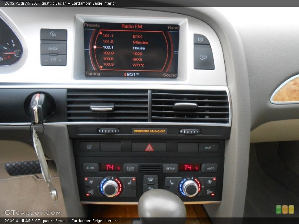 Cardamom Beige Interior Controls for the 2009 Audi A6 3.0T quattro Sedan #77806739