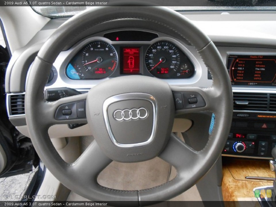 Cardamom Beige Interior Steering Wheel for the 2009 Audi A6 3.0T quattro Sedan #77806769
