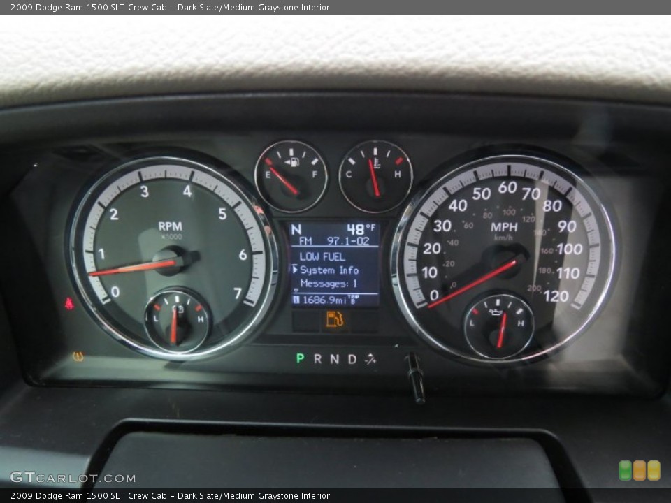 Dark Slate/Medium Graystone Interior Gauges for the 2009 Dodge Ram 1500 SLT Crew Cab #77811857