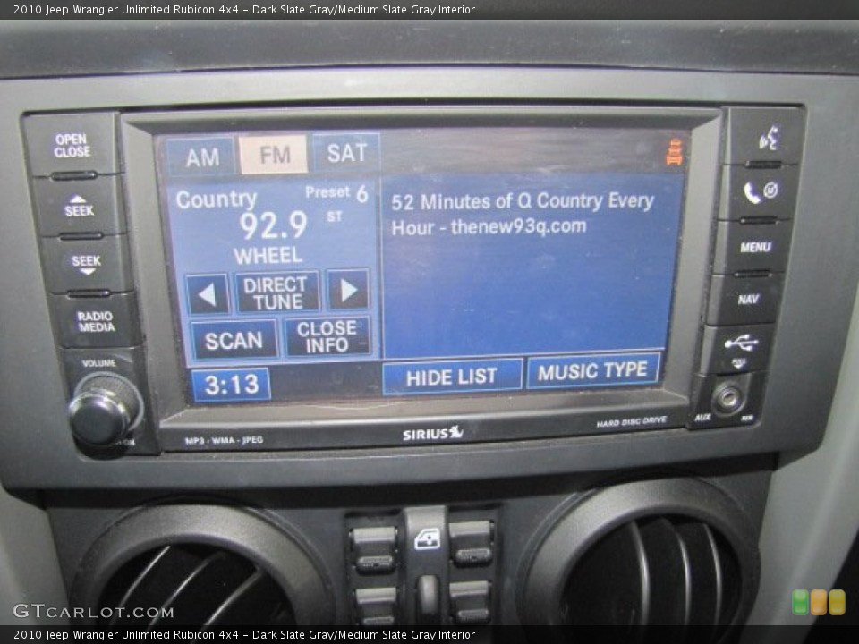 Dark Slate Gray/Medium Slate Gray Interior Controls for the 2010 Jeep Wrangler Unlimited Rubicon 4x4 #77816225