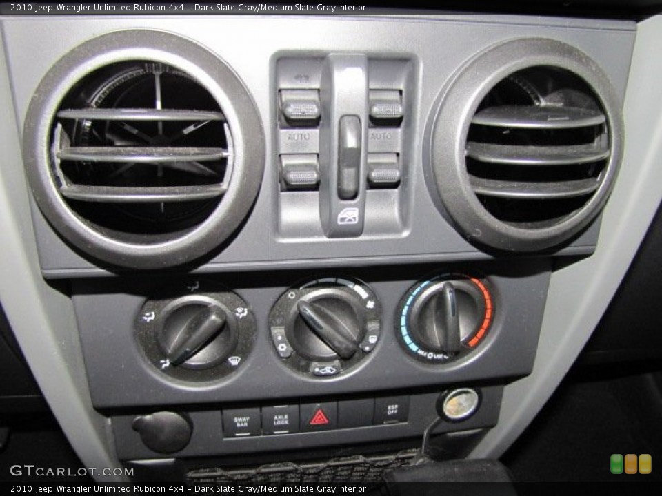 Dark Slate Gray/Medium Slate Gray Interior Controls for the 2010 Jeep Wrangler Unlimited Rubicon 4x4 #77816234