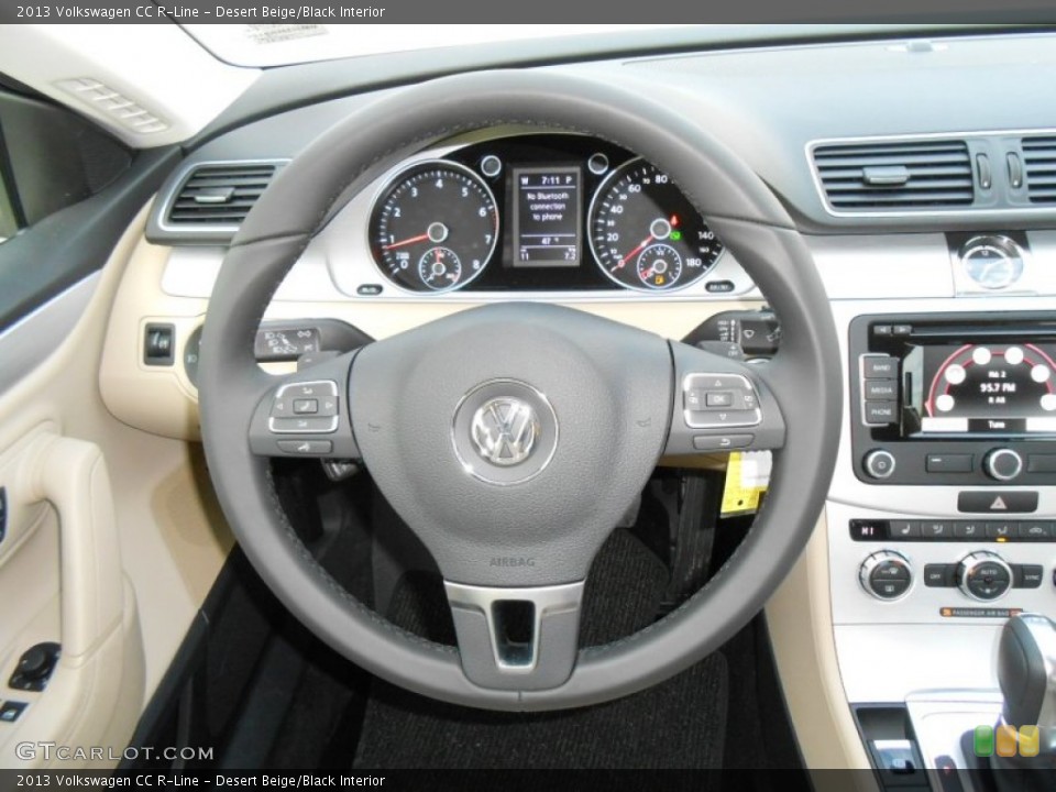 Desert Beige/Black Interior Steering Wheel for the 2013 Volkswagen CC R-Line #77833319