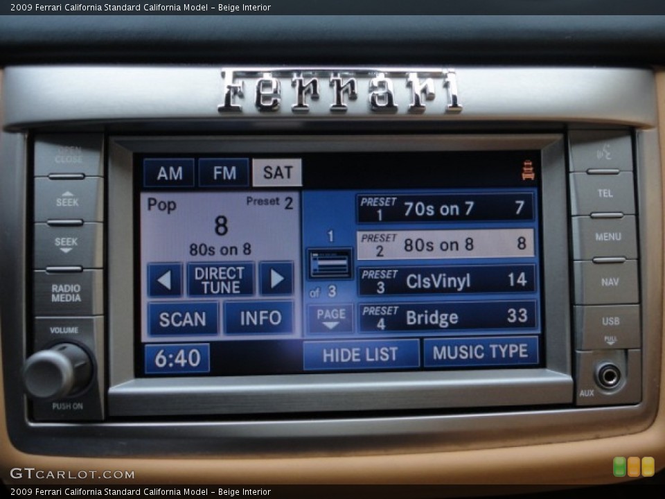 Beige Interior Audio System for the 2009 Ferrari California  #77836851