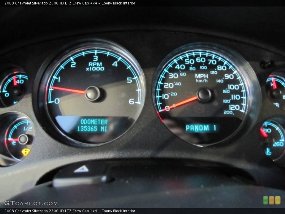 Ebony Black Interior Gauges for the 2008 Chevrolet Silverado 2500HD LTZ Crew Cab 4x4 #77854473