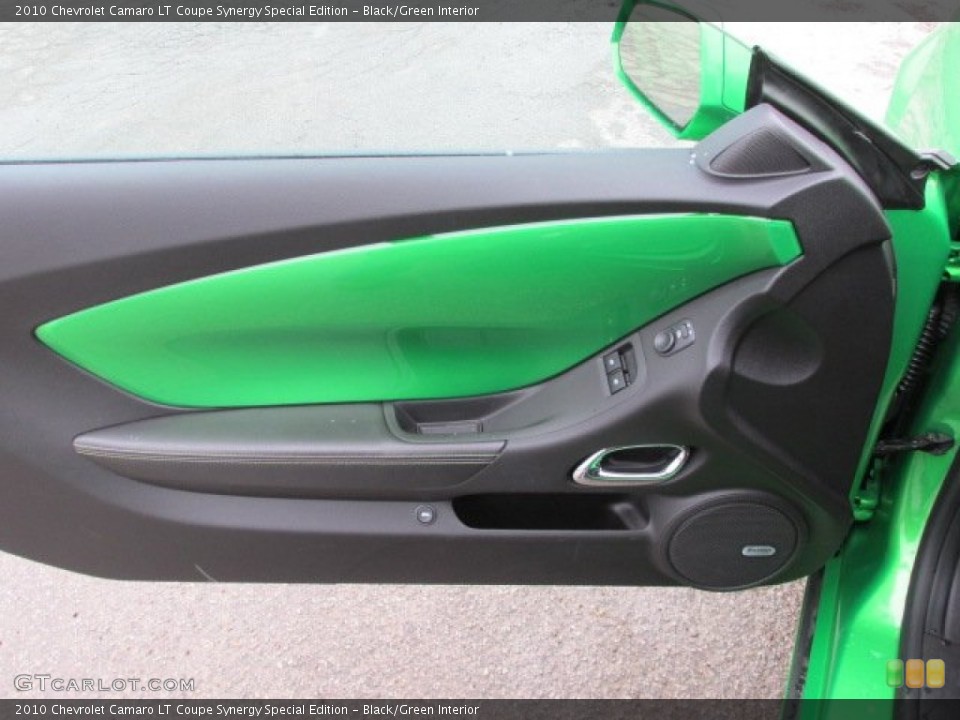 Black/Green Interior Door Panel for the 2010 Chevrolet Camaro LT Coupe Synergy Special Edition #77856562