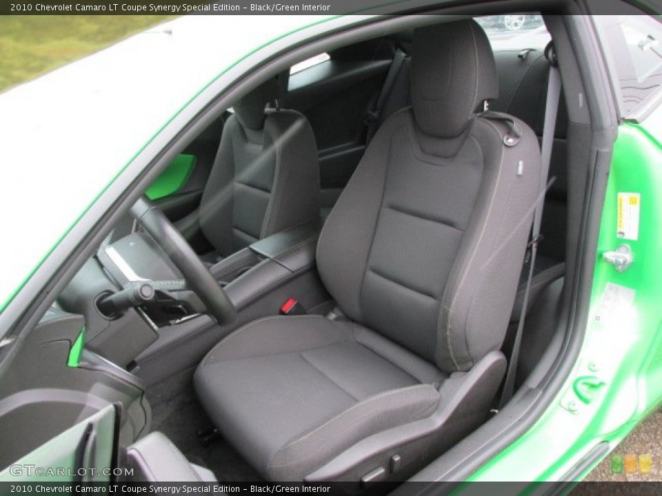 Black/Green Interior Front Seat for the 2010 Chevrolet Camaro LT Coupe Synergy Special Edition #77856621