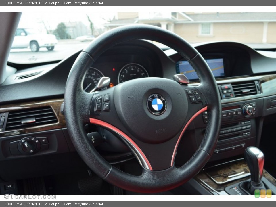 Coral Red/Black Interior Steering Wheel for the 2008 BMW 3 Series 335xi Coupe #77857242