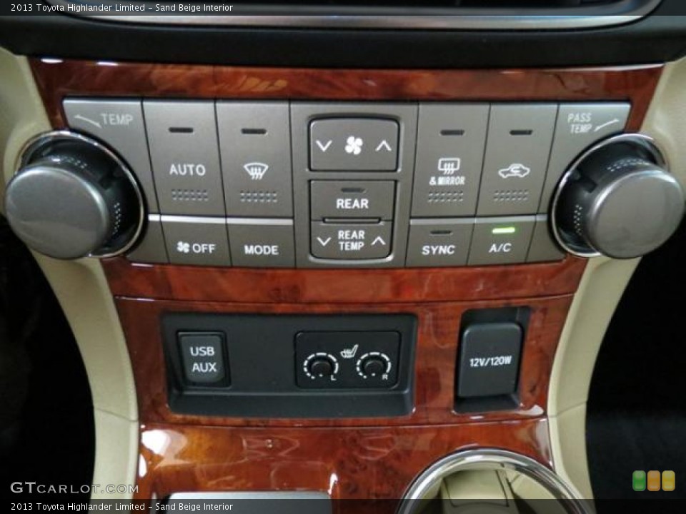 Sand Beige Interior Controls for the 2013 Toyota Highlander Limited #77859549