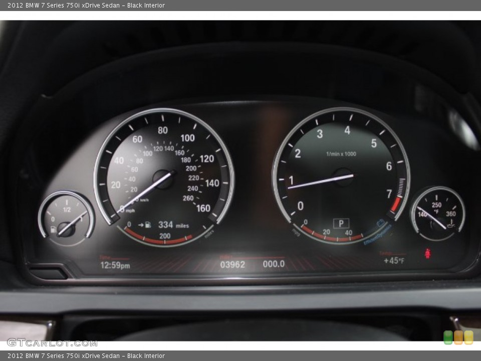 Black Interior Gauges for the 2012 BMW 7 Series 750i xDrive Sedan #77867885