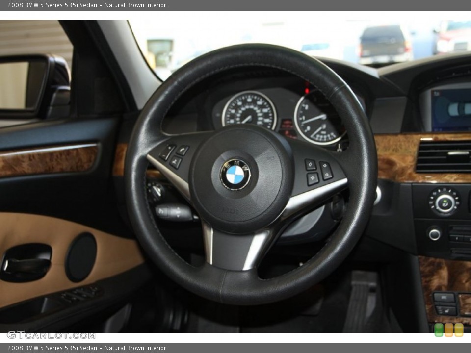 Natural Brown Interior Steering Wheel for the 2008 BMW 5 Series 535i Sedan #77873328