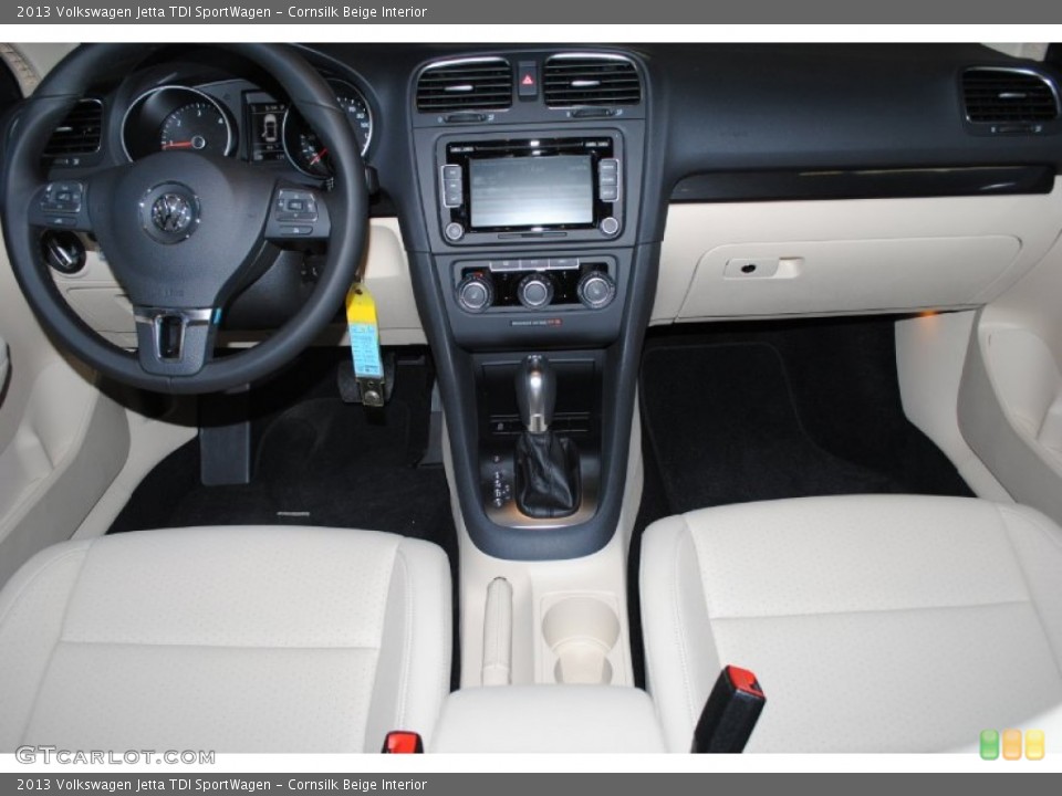 Cornsilk Beige Interior Dashboard for the 2013 Volkswagen Jetta TDI SportWagen #77878302