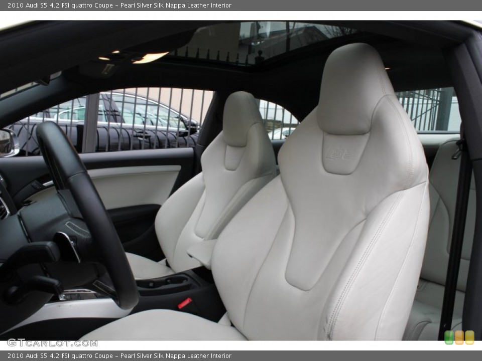 Pearl Silver Silk Nappa Leather Interior Front Seat for the 2010 Audi S5 4.2 FSI quattro Coupe #77880708