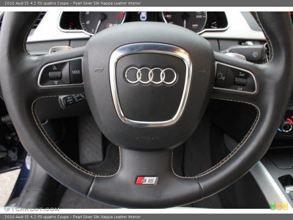 Pearl Silver Silk Nappa Leather Interior Steering Wheel for the 2010 Audi S5 4.2 FSI quattro Coupe #77880852