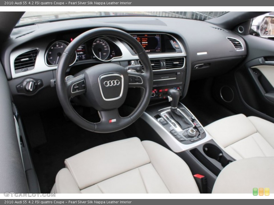 Pearl Silver Silk Nappa Leather Interior Prime Interior for the 2010 Audi S5 4.2 FSI quattro Coupe #77880876