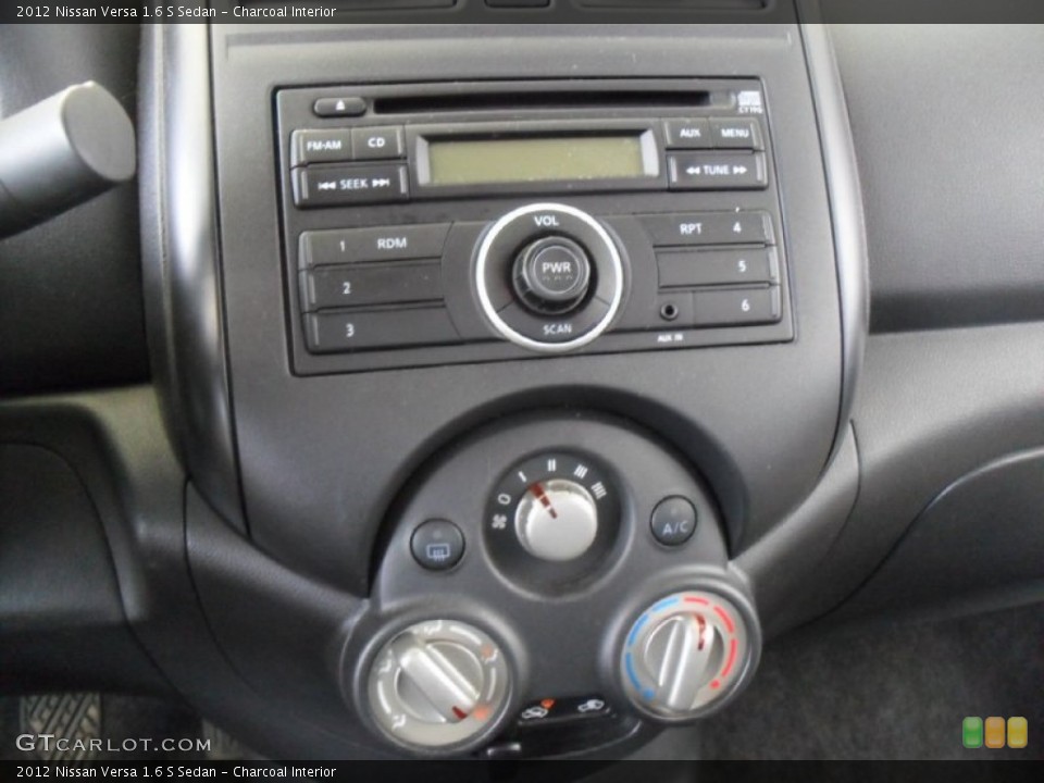 Charcoal Interior Controls for the 2012 Nissan Versa 1.6 S Sedan #77920143