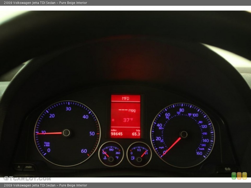 Pure Beige Interior Gauges for the 2009 Volkswagen Jetta TDI Sedan #77927073