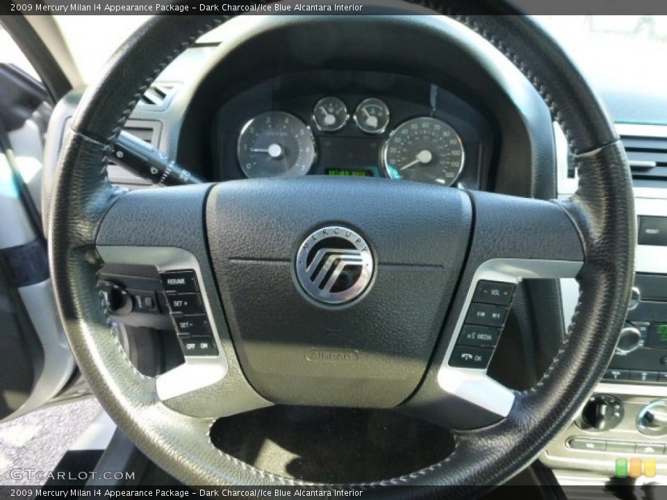 Dark Charcoal/Ice Blue Alcantara Interior Steering Wheel for the 2009 Mercury Milan I4 Appearance Package #77930680