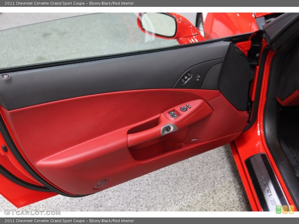 Ebony Black/Red Interior Door Panel for the 2011 Chevrolet Corvette Grand Sport Coupe #77932437