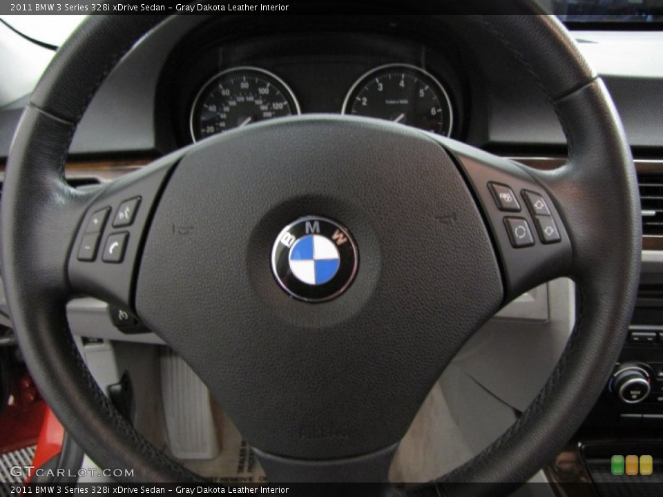 Gray Dakota Leather Interior Steering Wheel for the 2011 BMW 3 Series 328i xDrive Sedan #77936449