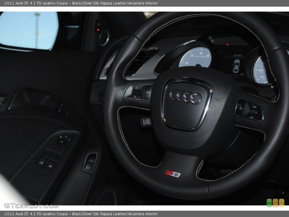 Black/Silver Silk Nappa Leather/Alcantara Interior Steering Wheel for the 2011 Audi S5 4.2 FSI quattro Coupe #77939453