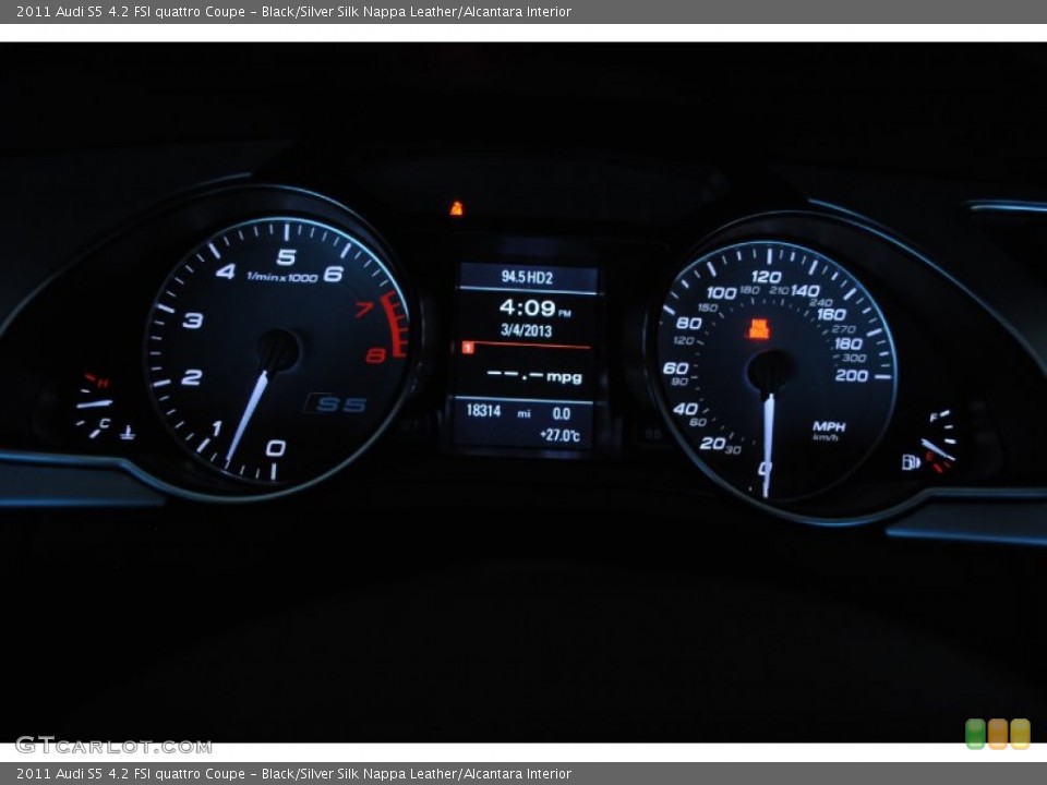 Black/Silver Silk Nappa Leather/Alcantara Interior Gauges for the 2011 Audi S5 4.2 FSI quattro Coupe #77940213