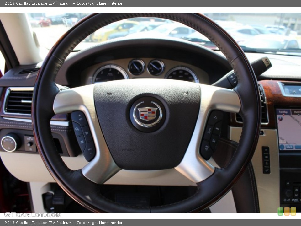 Cocoa/Light Linen Interior Steering Wheel for the 2013 Cadillac Escalade ESV Platinum #77962553
