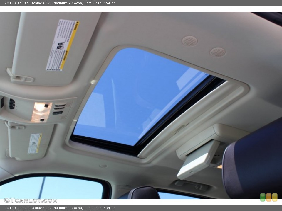 Cocoa/Light Linen Interior Sunroof for the 2013 Cadillac Escalade ESV Platinum #77962826