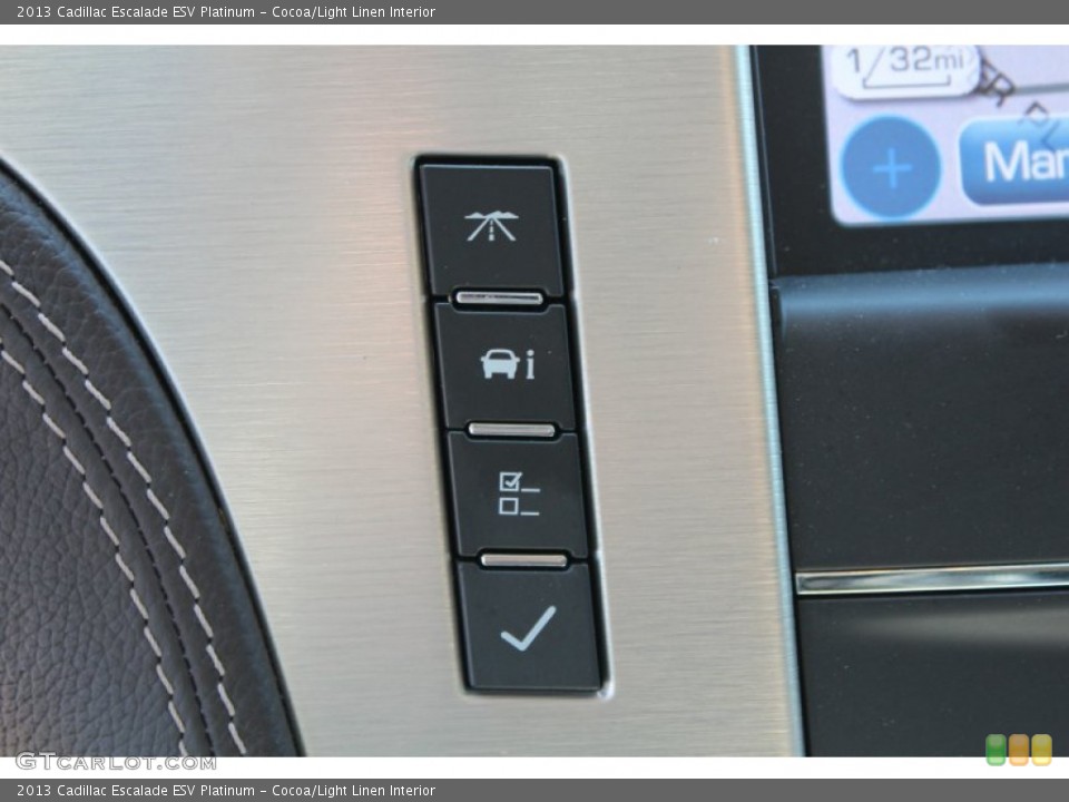 Cocoa/Light Linen Interior Controls for the 2013 Cadillac Escalade ESV Platinum #77962910