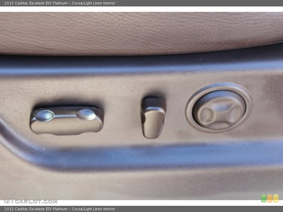 Cocoa/Light Linen Interior Controls for the 2013 Cadillac Escalade ESV Platinum #77963040