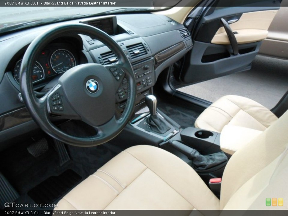 Black/Sand Beige Nevada Leather 2007 BMW X3 Interiors