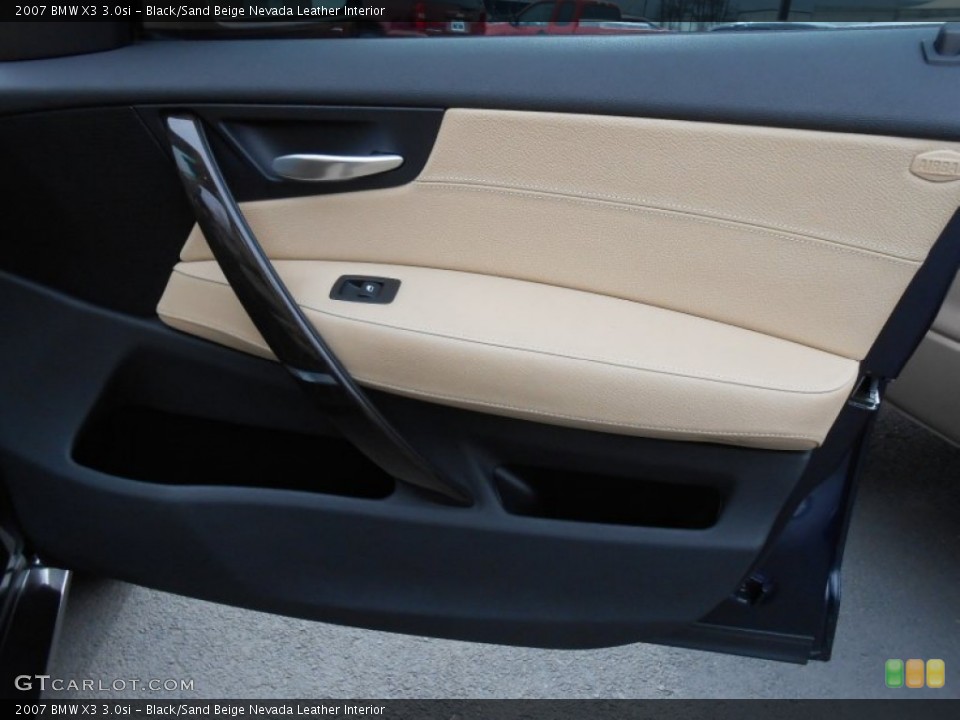 Black/Sand Beige Nevada Leather Interior Door Panel for the 2007 BMW X3 3.0si #77975996