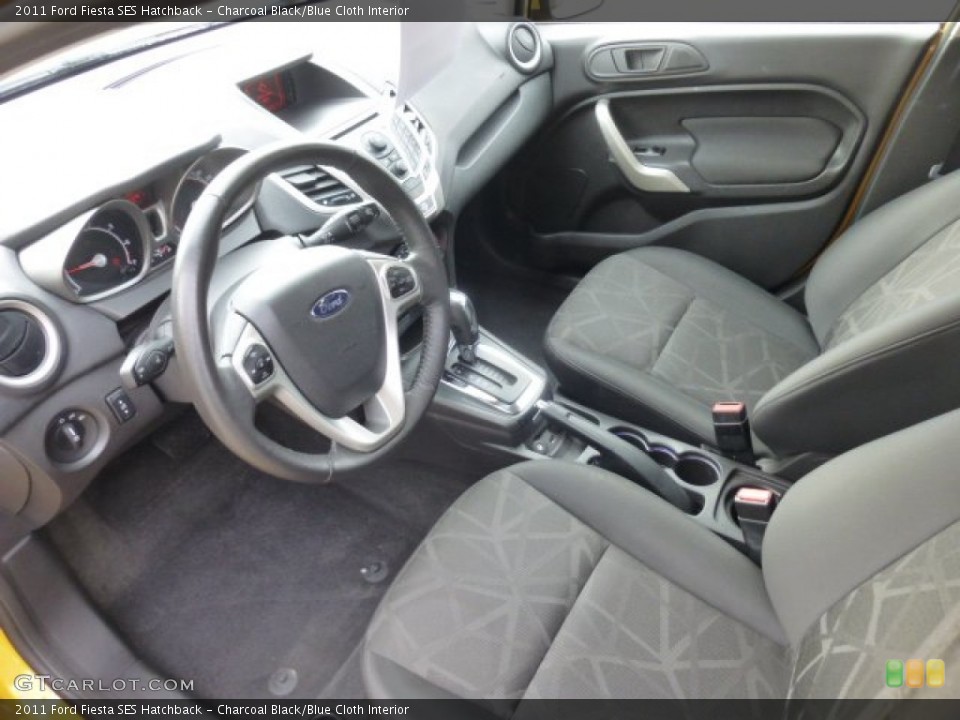 Charcoal Black/Blue Cloth Interior Prime Interior for the 2011 Ford Fiesta SES Hatchback #77978074