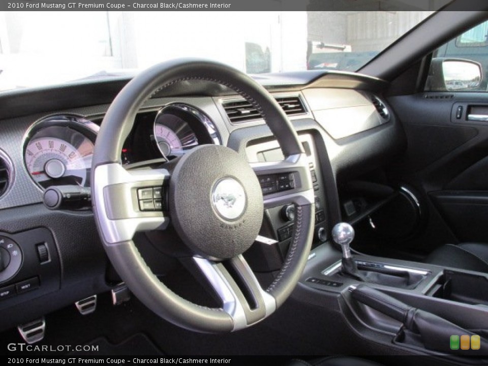 Charcoal Black/Cashmere Interior Steering Wheel for the 2010 Ford Mustang GT Premium Coupe #77988549