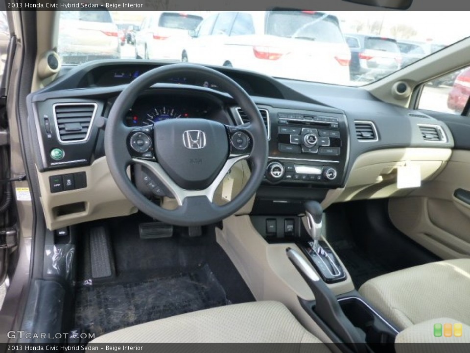 Beige Interior Prime Interior for the 2013 Honda Civic Hybrid Sedan #78011696