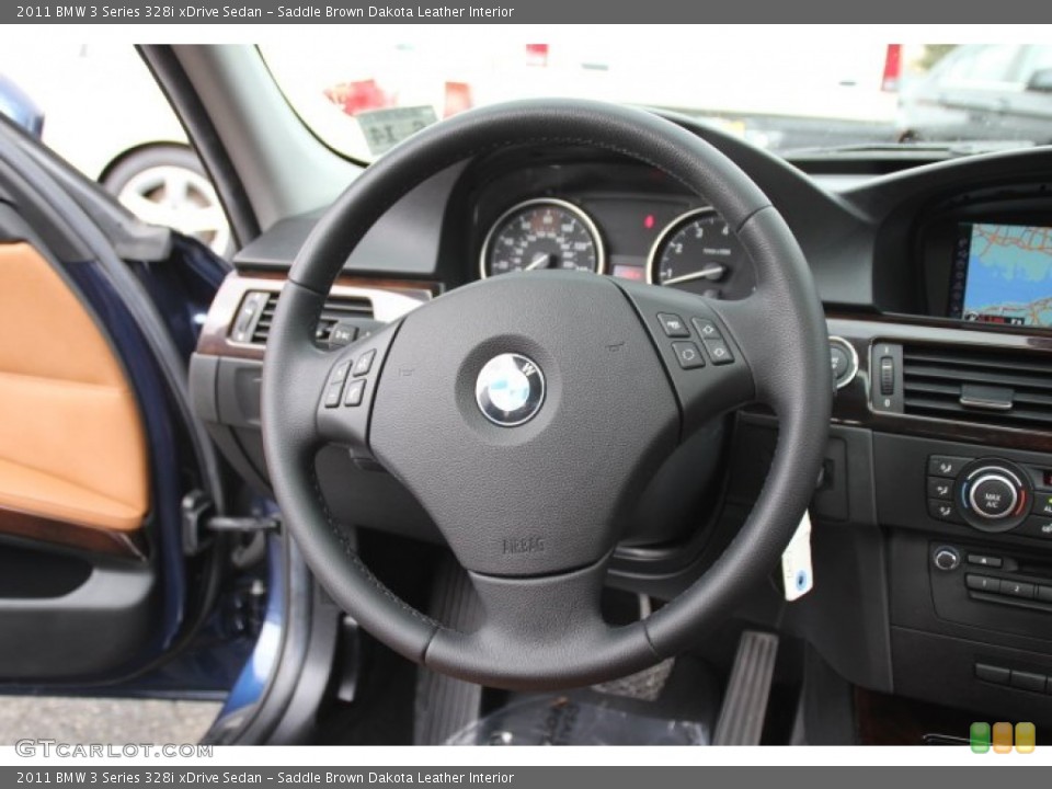 Saddle Brown Dakota Leather Interior Steering Wheel for the 2011 BMW 3 Series 328i xDrive Sedan #78035895