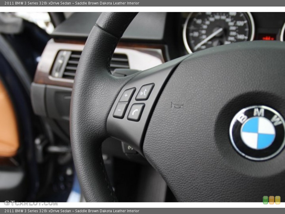 Saddle Brown Dakota Leather Interior Controls for the 2011 BMW 3 Series 328i xDrive Sedan #78035919