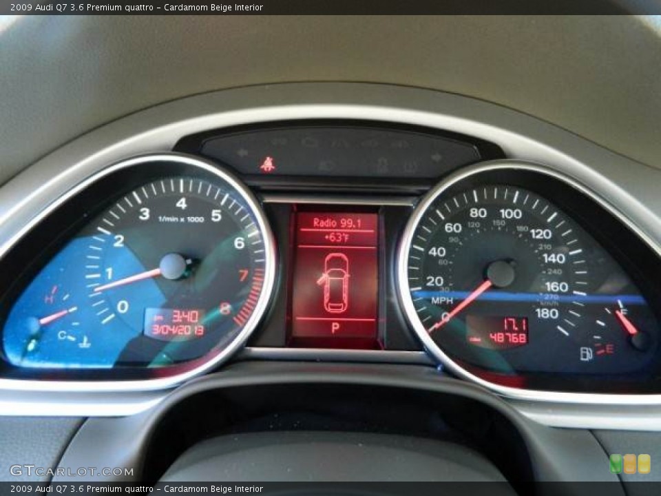 Cardamom Beige Interior Gauges for the 2009 Audi Q7 3.6 Premium quattro #78052419