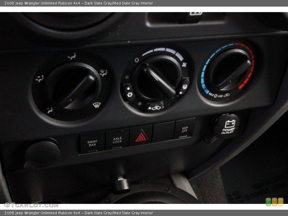 Dark Slate Gray/Med Slate Gray Interior Controls for the 2008 Jeep Wrangler Unlimited Rubicon 4x4 #78095937