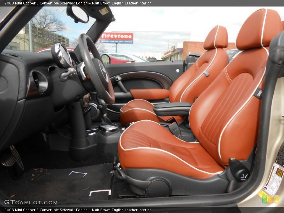 Malt Brown English Leather Interior Photo for the 2008 Mini Cooper S Convertible Sidewalk Edition #78104648
