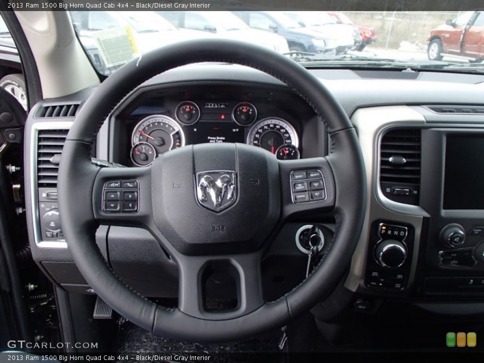 Black/Diesel Gray Interior Steering Wheel for the 2013 Ram 1500 Big Horn Quad Cab 4x4 #78131454