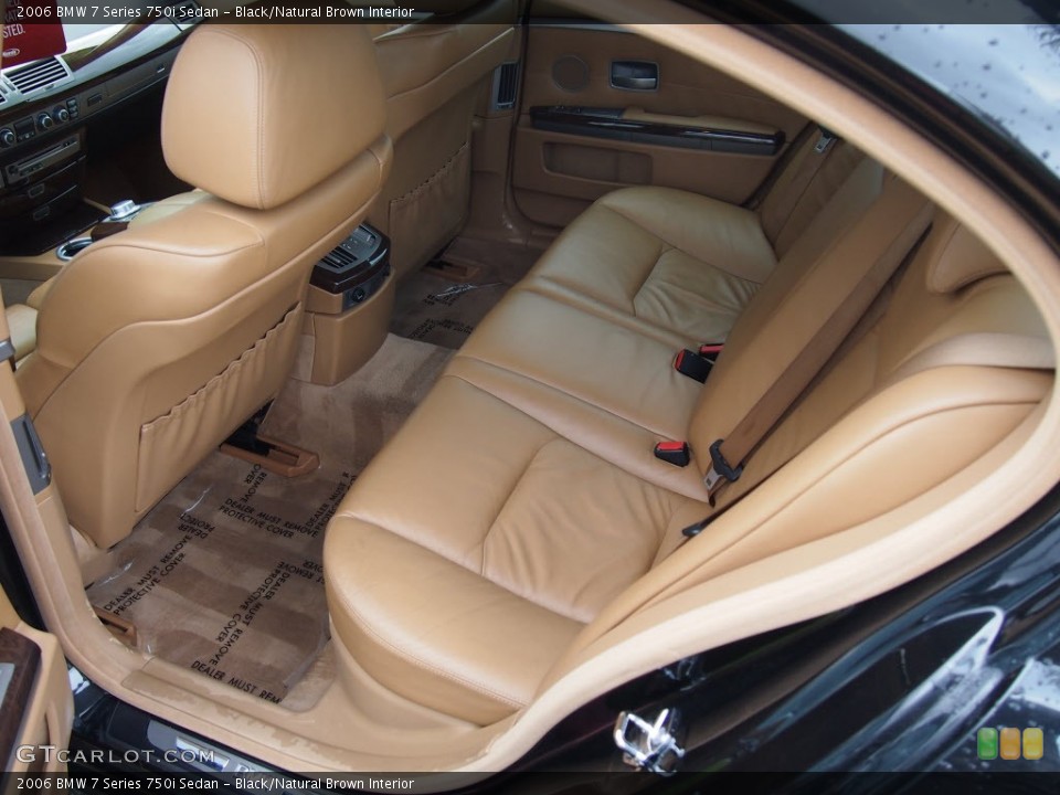 Black/Natural Brown Interior Rear Seat for the 2006 BMW 7 Series 750i Sedan #78137424