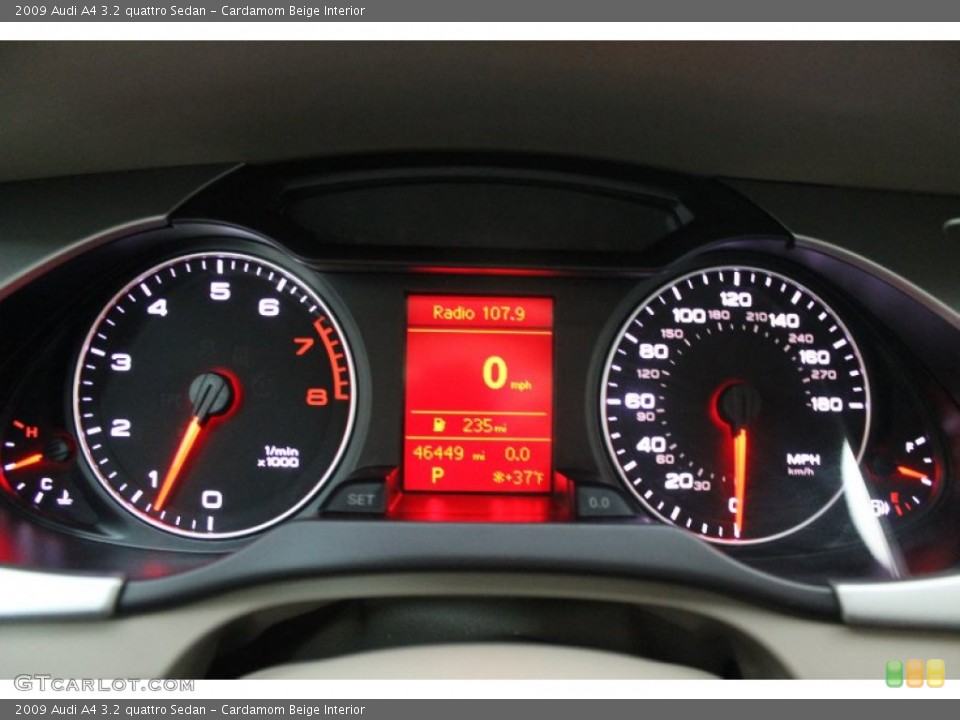 Cardamom Beige Interior Gauges for the 2009 Audi A4 3.2 quattro Sedan #78137567