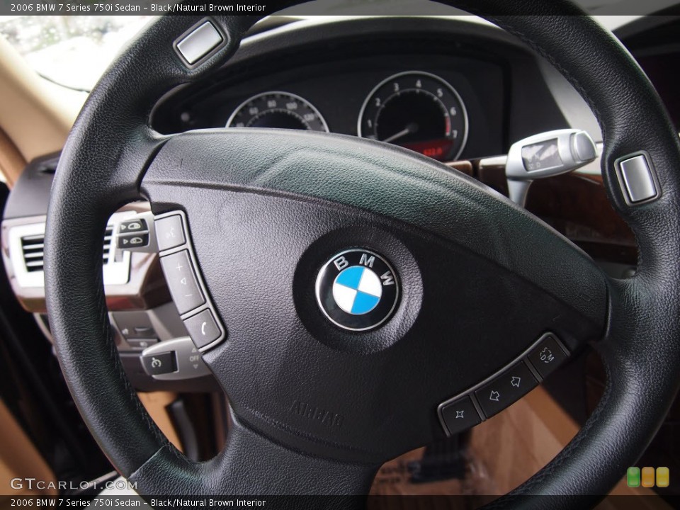 Black/Natural Brown Interior Steering Wheel for the 2006 BMW 7 Series 750i Sedan #78137635