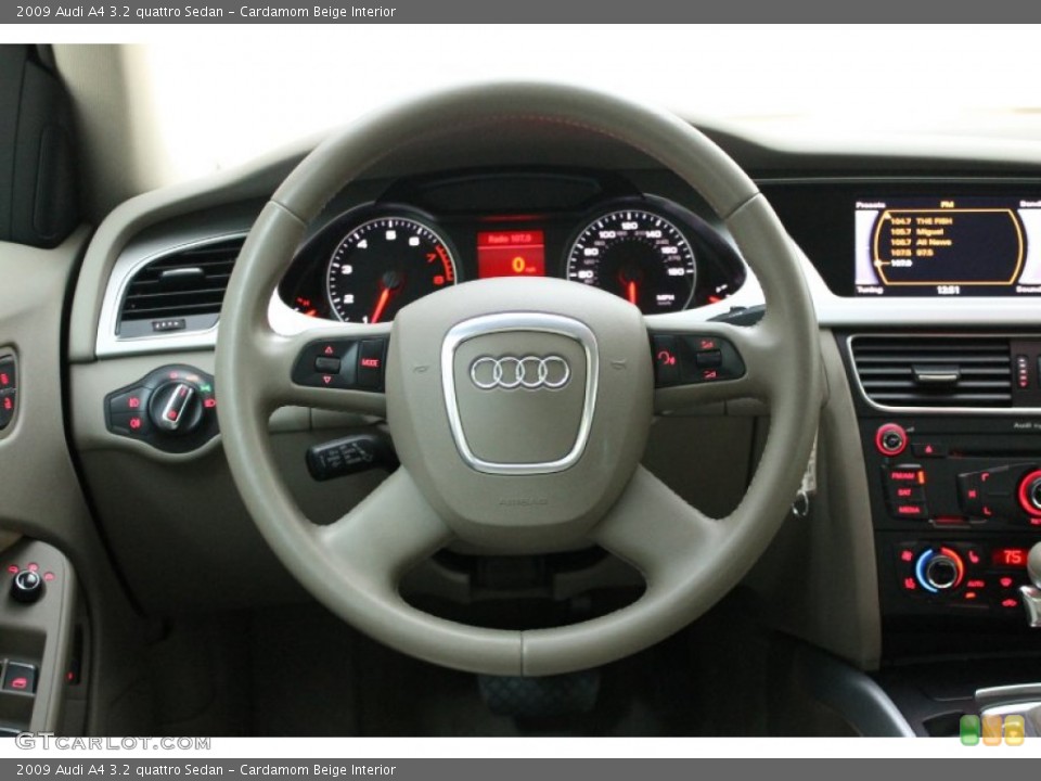 Cardamom Beige Interior Steering Wheel for the 2009 Audi A4 3.2 quattro Sedan #78137930