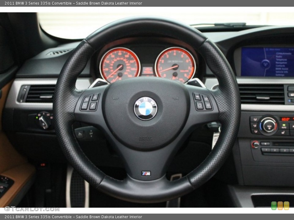 Saddle Brown Dakota Leather Interior Steering Wheel for the 2011 BMW 3 Series 335is Convertible #78139660