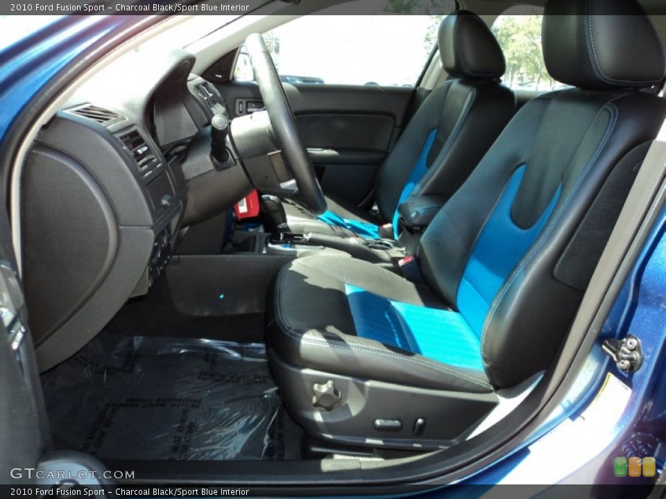 Charcoal Black/Sport Blue Interior Front Seat for the 2010 Ford Fusion Sport #78142860